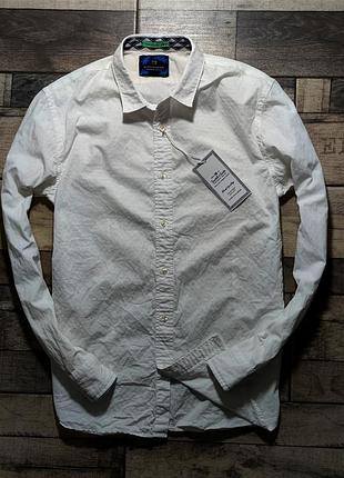 Чоловіча бавовняна біла приталена сорочка scotch&amp;soda оригінал у casual-стилі розмір l