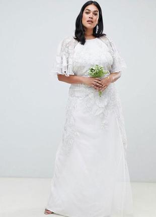 Элегантное свадебное платье с вышивкой asos disign1 фото