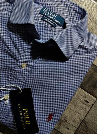 Мужская элегантная легкая хлопковая премиальная  рубашка polo ralph lauren оригинал  размер l3 фото