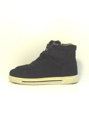 Женские оригинальные черные замшевые ботинки кеды street style р. 36-37