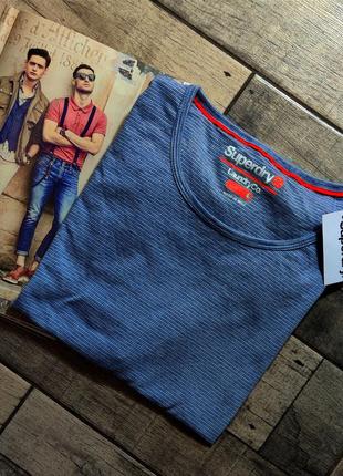 Мужская хлопковая модная винтажная футболка superdry в синем цвете размер l