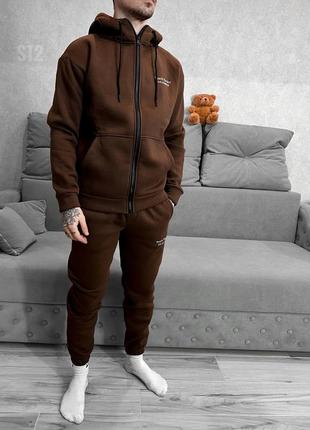 Спортивний костюм утеплений оверсайз коричневий