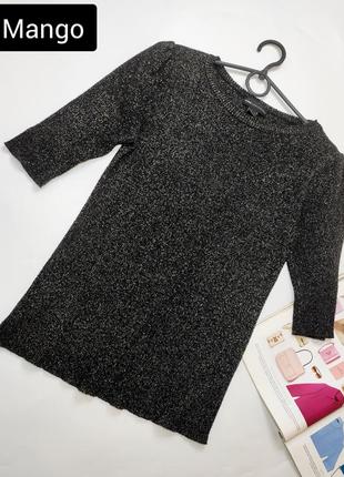 Джемпер жіночий чорного кольору блискучий з короткими рукавами від бренду mango s/m1 фото