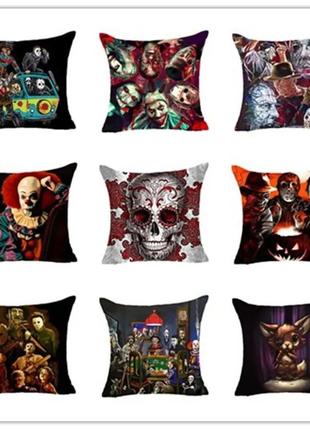 Декоративні наволочки з героями фільмів жахів жахастики американські хорори фреді крюгер джейсон пила чакі хеллоуїн хеловін