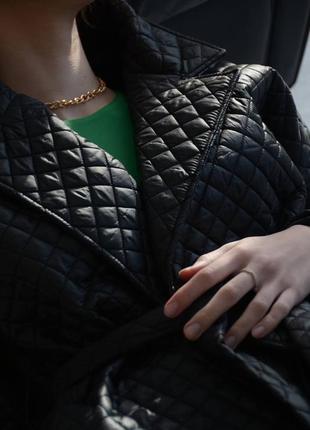 Классическое двубортное стёганое пальто миди с поясом плащёвка на силиконе 150 синее чёрное теплый тренч плащ дождевик пуховик пиджак5 фото
