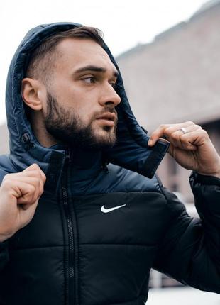 Зимняя куртка nike "европейка" сине-черный4 фото