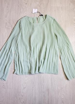 Блузка женская плиссе фишташкового цвета рубашка женская оверсайз6 фото
