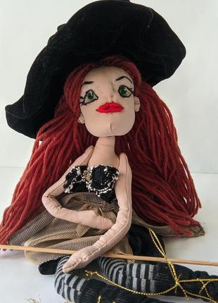 Ведьмочка. интерьерная текстильная кукла. сувенир на хелловин8 фото