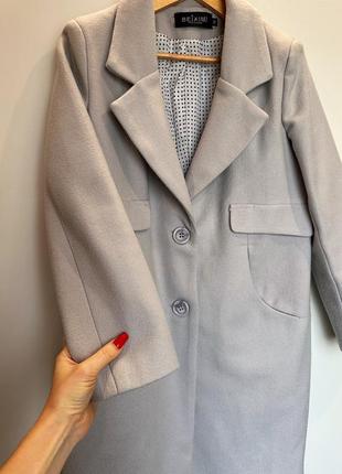 Серое пальто женское демисезонное s m 46 48 шерстяное стильное серое классическое модный плащ куртка тренч l