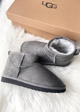 Женские ботинки ugg ultra mini vegan grey сапоги, угги зимние