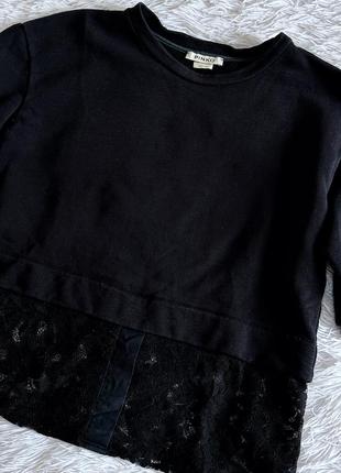 Черная футболка pinko с кружевным низом1 фото