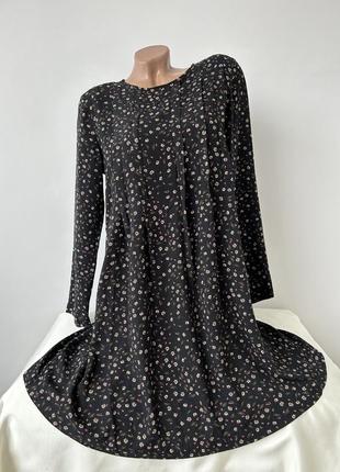 Платье вискозное с рукавами в цветочный принт h&m