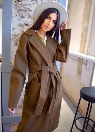 Кашемировое пальто макси шоколад 🍂 премиум пальто тренд 2023 ⚜️3 фото