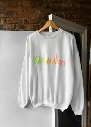 Benetton vintage men’s white sweatshirt center logo made in spain вінтажна кофта