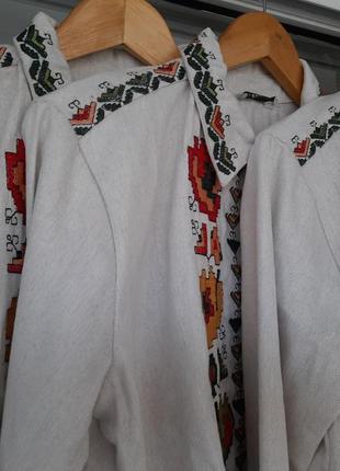 Джинсова вишита сорочка з тризубом4 фото