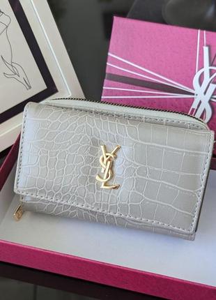 Жіночий гаманець saint laurent конверт рептилія — ів сен лоран сірий