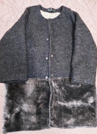 Демисезонное шерстяное стильное пальто для девочки 122р. бренда lazy francis