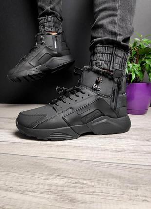 Зимние мужские кроссовки nike huarache x acronym winter black (мех) 40-41-42-43-44-458 фото