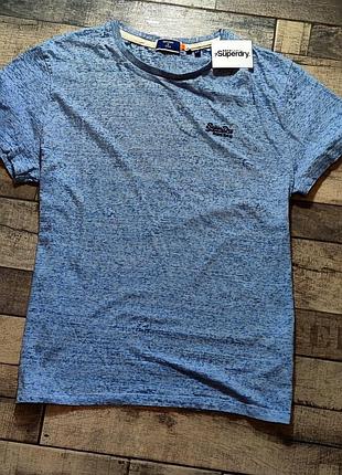Чоловіча бавовняна модна вінтажна футболка superdry у синьому кольорі розмір xl
