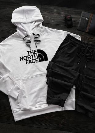 Зимний костюм на флисе зе нот фэйс the north face худи оверсайз брюки комплект бордовый синий хаки серый черный белый мужской6 фото