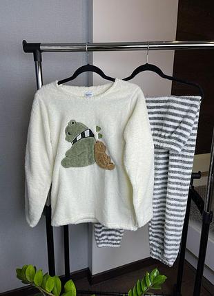 Теплая махровая пижама/домашний костюм кофта и штаны