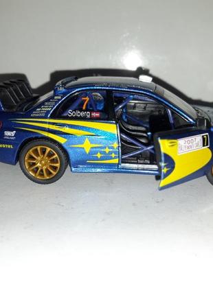 Машинка іграшкова subaru impreza wrc 2007 kinsmart інерційний 1:32 синій3 фото