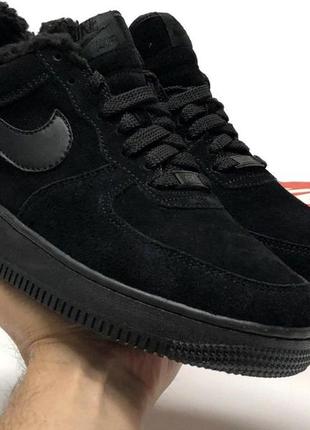 Зимние мужские кроссовки nike air force 1 winter black (мех) 40-41-42-43-44-45