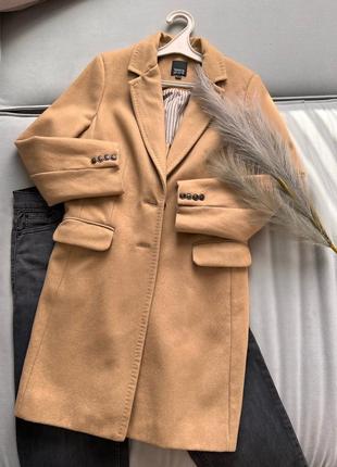 Женское удлиненное пальто бежевое c&amp;a h&amp;m bershka zara