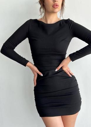 Чорна міні сукня черное платье мини мокко по фигуре