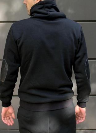 Толстовка мужская зимняя на флисе bast черная | кофта флисовая | худи мужское теплая зима3 фото