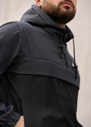 Анорак ветровка nike мужская куртка чоловіча сіро-чорний3 фото