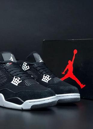 Чоловічі кросівки nike air jordan 4 black / найк аїр джордан 4 чорні / зимние кроссовки nike air jordan retro 4 • зима, джорданы найк4 фото