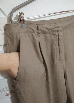 Большой размер 100% лён штаны  талия 94 см фирменные базовые натуральные льняные супер качество!!!7 фото