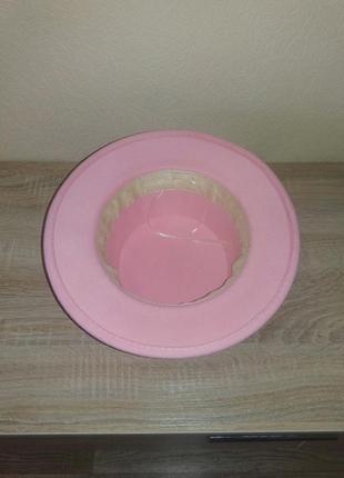 Шляпа женская фетровая канотье love розовая3 фото