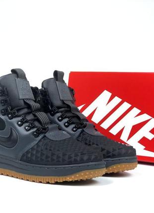 Мужские зимние кроссовки nike lunar force 1 duckboot 17 black grey / чоловічі зимові кросівки на меху nike lunar duckboot вологостійкі5 фото