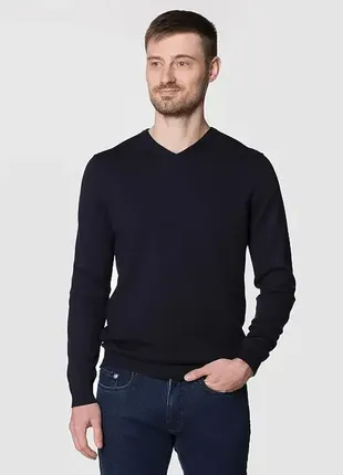 М размер, шерстяной мериноса свитерик пуловер джемпер темно-синий от sergio