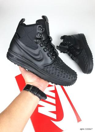 Черевики nike lunar force 1 duckboot / мужские зимние кроссовки nike lunar force 1 duckboot '17 black (чёрные) высокие модные кроссы с мехом