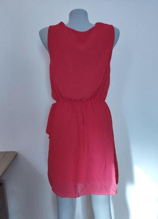 Червона легка сукня нарядна святкова під пояс4 фото
