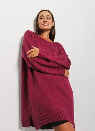 Свободное вязаное платье туника oversize6 фото