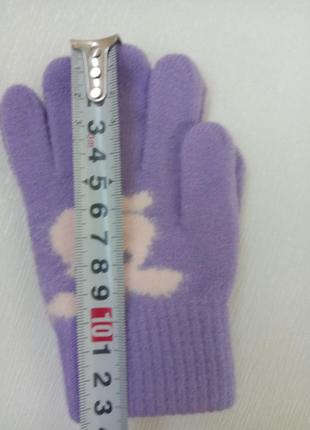 Тепленькие перчатки перчатки с начесом внутри для девочек 4-5-6роков