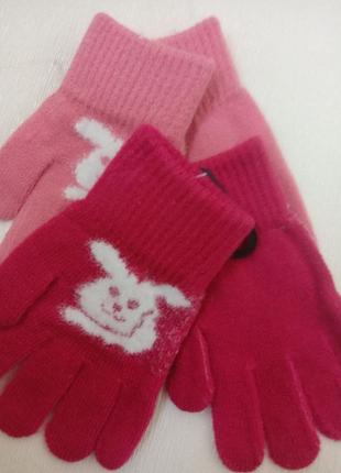 Тепленькие перчатки перчатки с начесом внутри для девочек 4-5-6роков