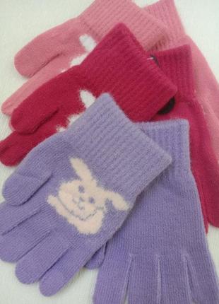 Тепленькие перчатки перчатки с начесом внутри для девочек 4-5-6роков