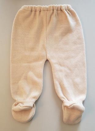Теплі в'язані штанці повзунки новонародженому малюкові дівчинці 0-3м 50-56-62 см2 фото