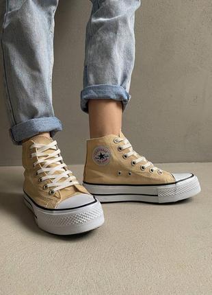 Кеди converse hight х chuck taylor platform beige2 фото