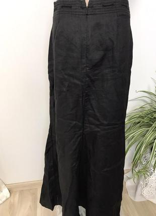 Льняная юбка в пол с шитьем4 фото