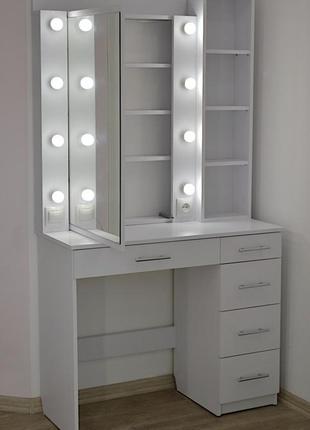 Туалетный гримерный столик трюмо и макияжное визажное зеркало открывающиеся с подсветкой  100 см8 фото