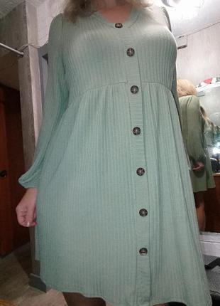 Стильне плаття george 12р. 44-46 рубчик оливкового кольору1 фото