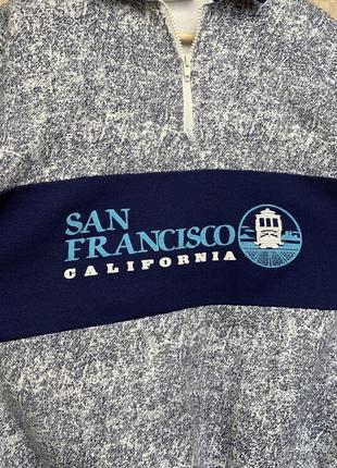 Вінтажний пуловер кофта світшот із застібкою під шиєю san francisco california великий логотип вінтаж 80х made in usa l xl6 фото
