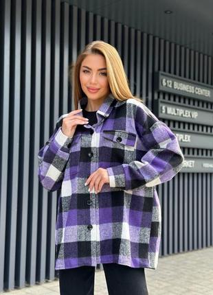 Теплая кашемировая рубашка в клетку