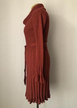 Ефектне напіввовняне плаття — светр цегляного кольору, розмір s-м-l4 фото